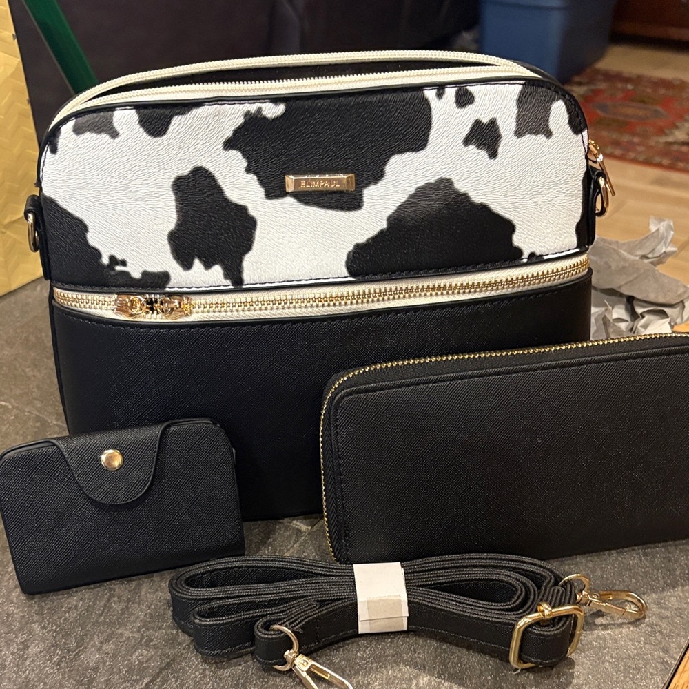Furla Black and White Crossbody Bag Set brand new